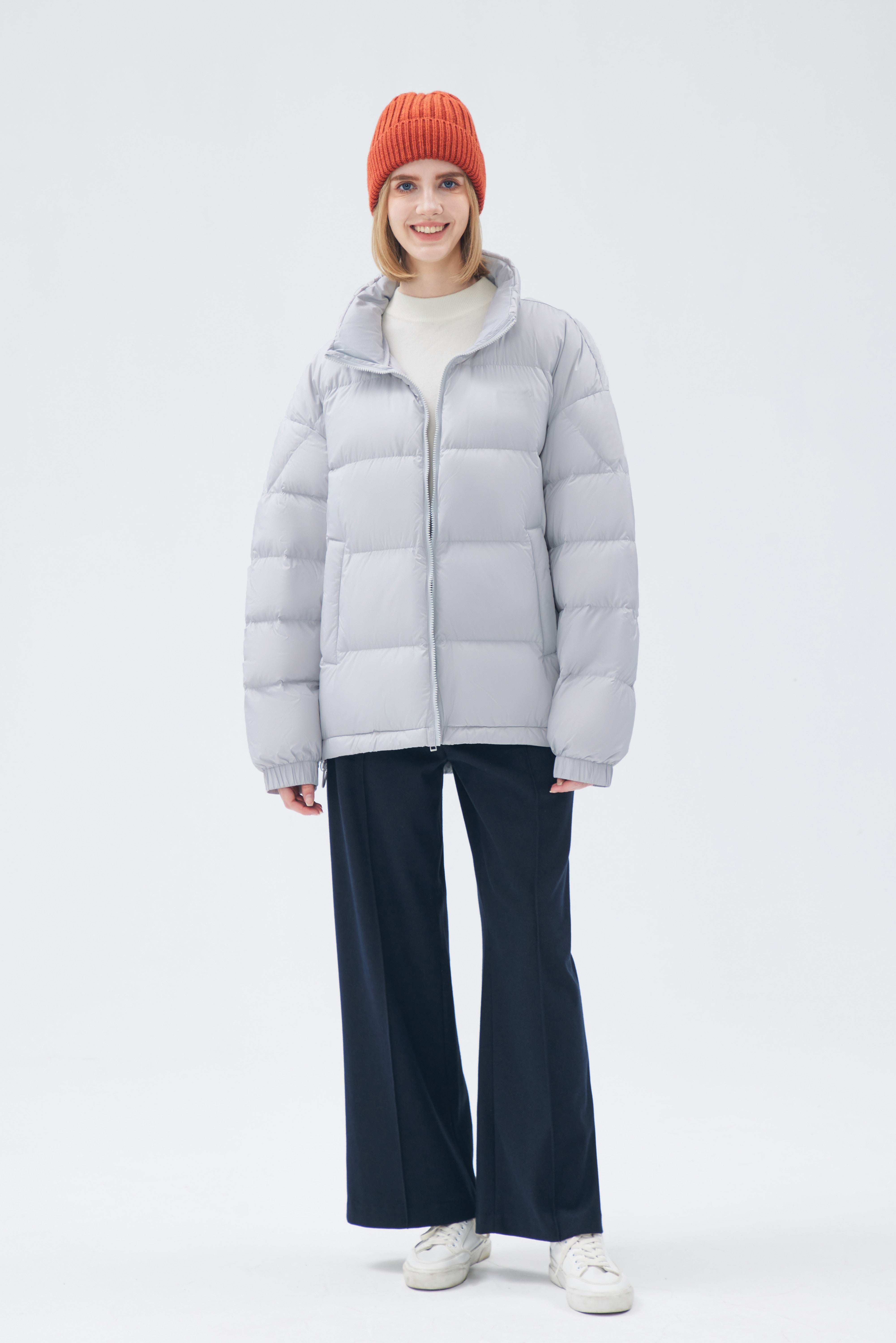 Satin-finish Nylon Puffer Down Woman Jacket
