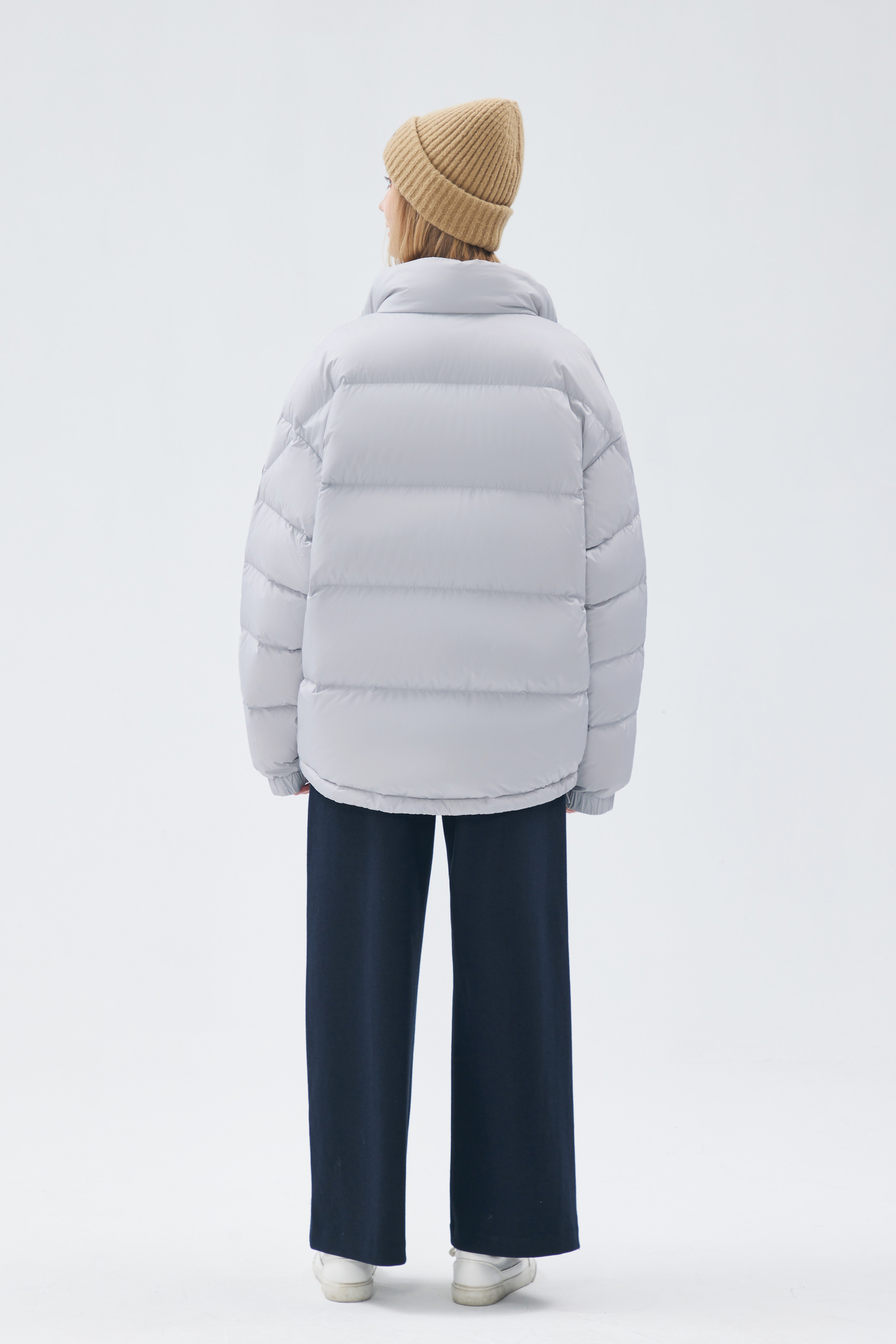 Satin-finish Nylon Puffer Down Woman Jacket
