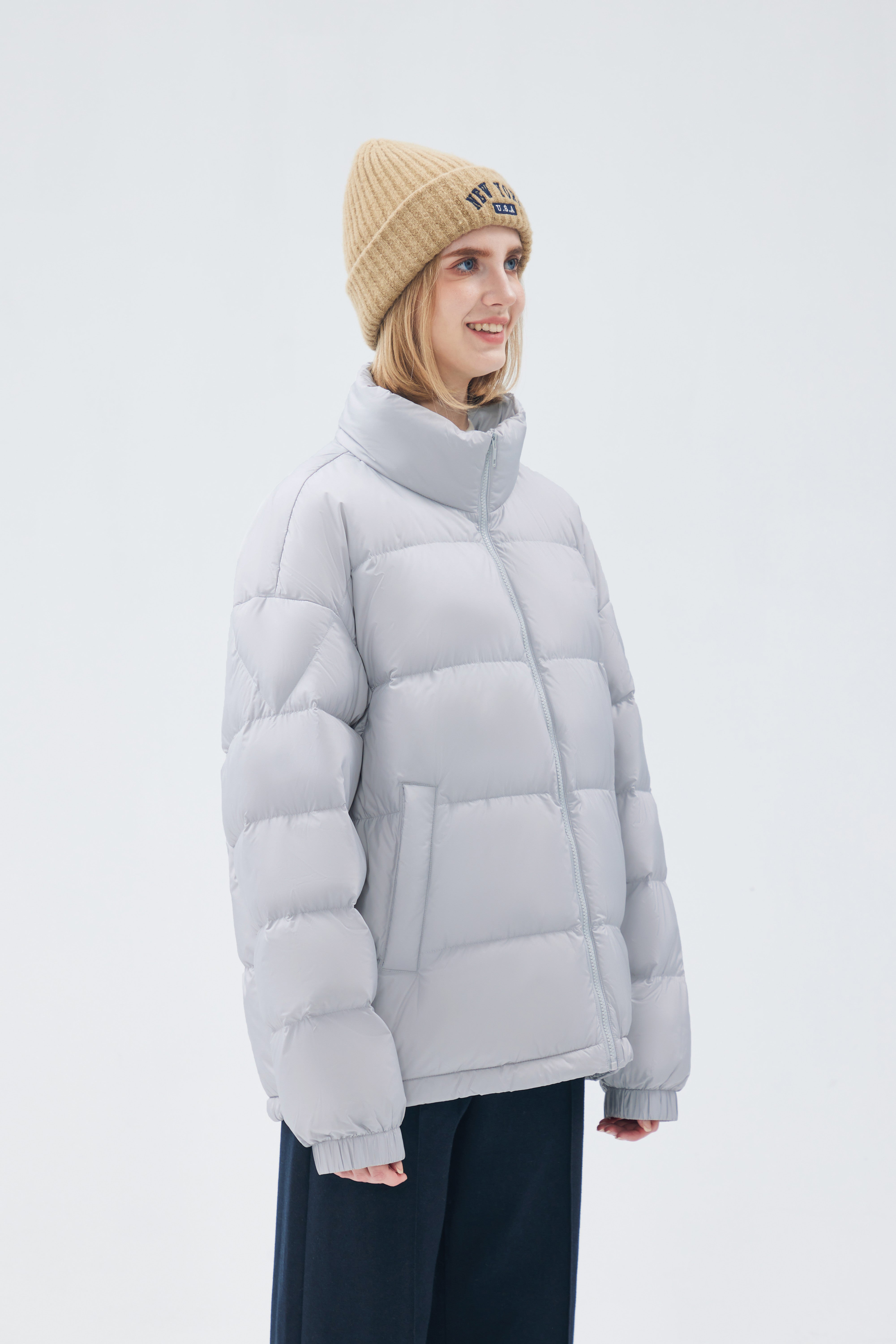 Satin-finish Nylon Puffer Down Woman Jacket