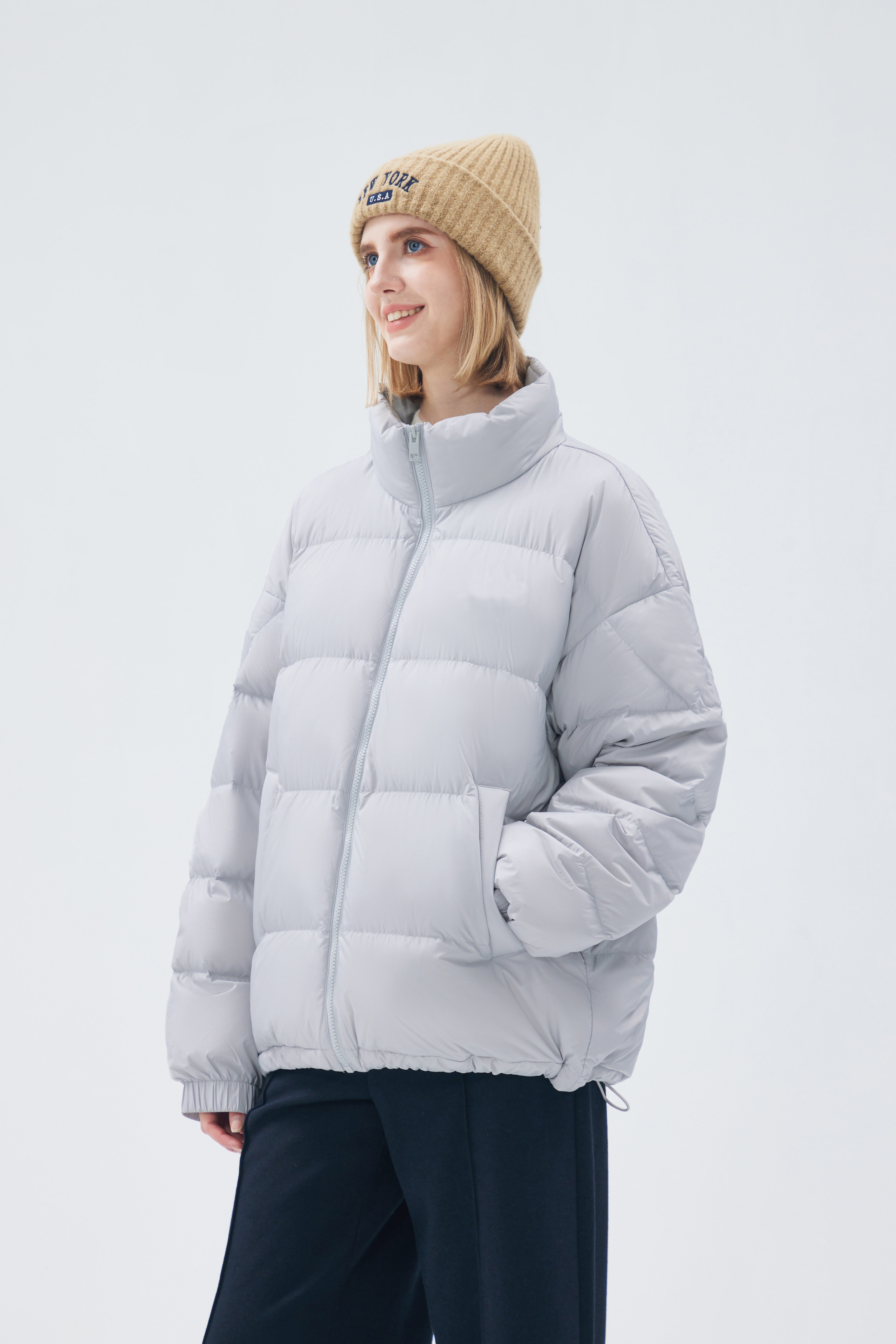 Satin-finish Nylon Puffer Down Woman Jacket