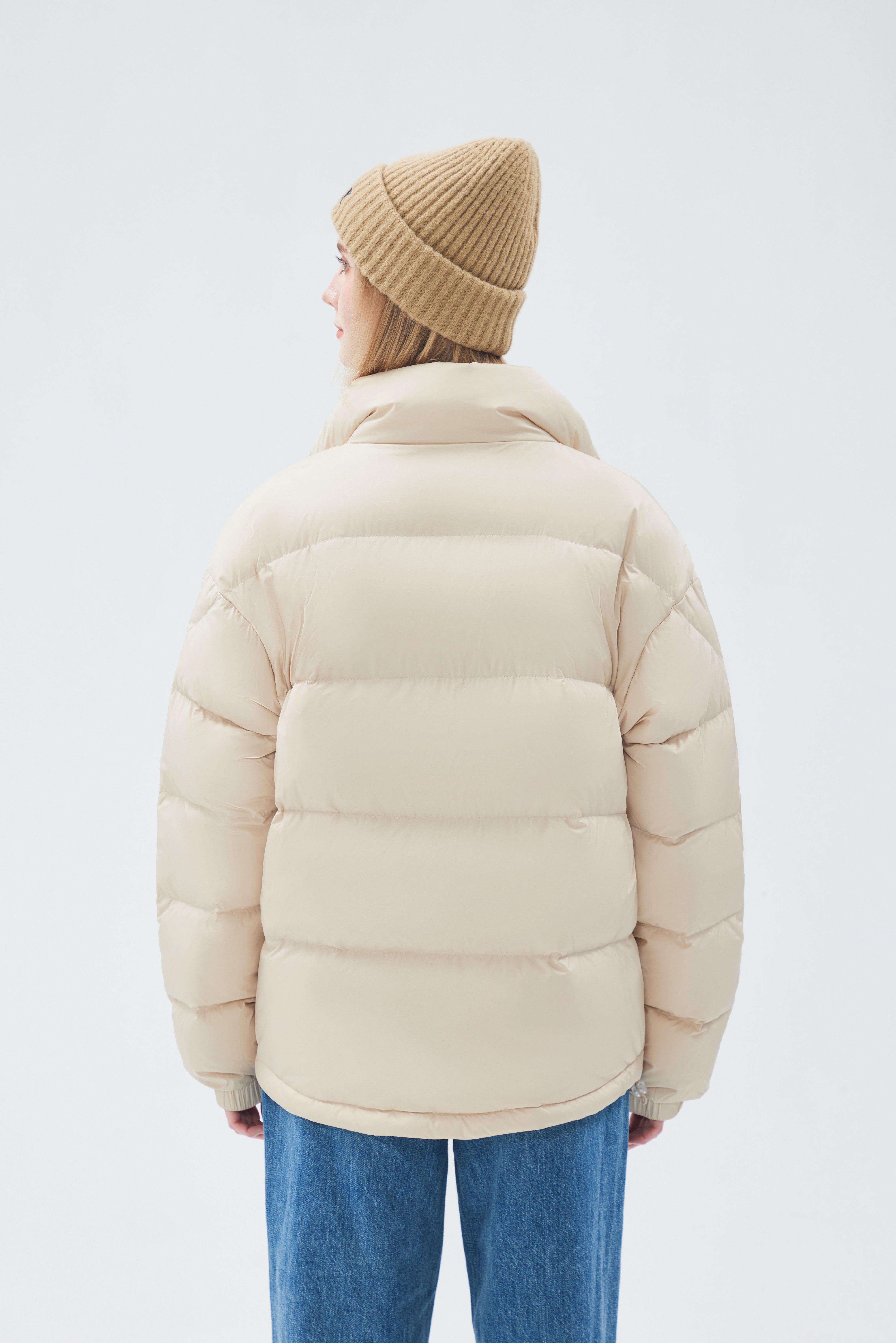 Satin-finish Nylon Puffer Down Woman Jacket